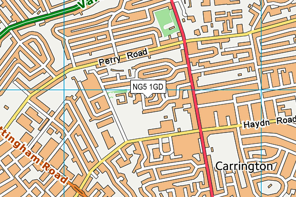 NG5 1GD map - OS VectorMap District (Ordnance Survey)