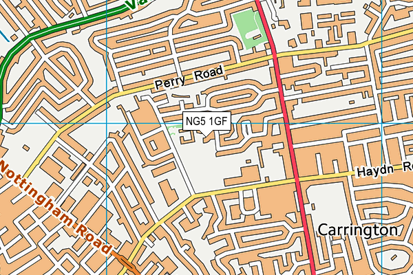 NG5 1GF map - OS VectorMap District (Ordnance Survey)