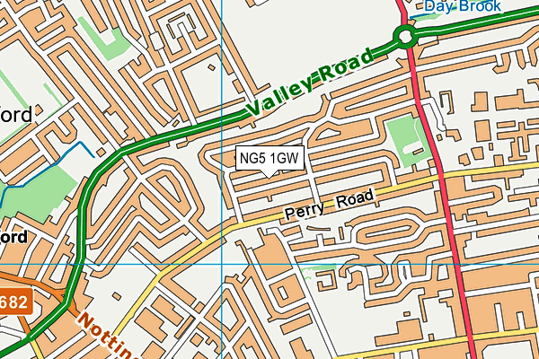 NG5 1GW map - OS VectorMap District (Ordnance Survey)