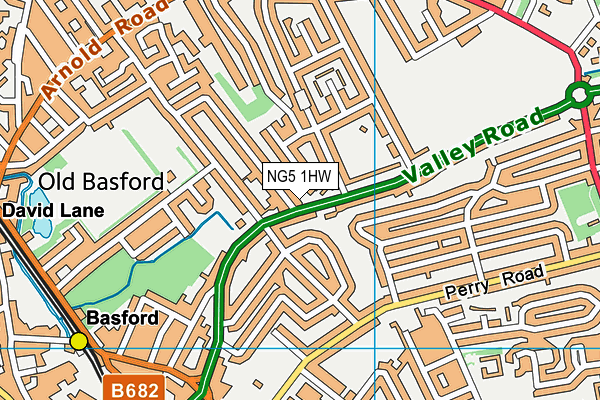 NG5 1HW map - OS VectorMap District (Ordnance Survey)