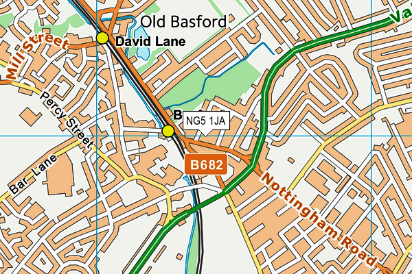 NG5 1JA map - OS VectorMap District (Ordnance Survey)