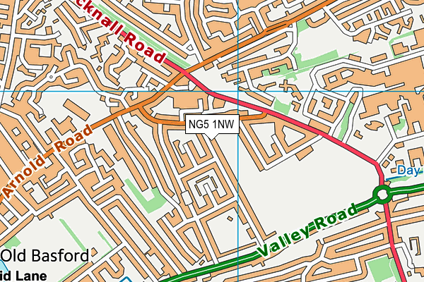 NG5 1NW map - OS VectorMap District (Ordnance Survey)