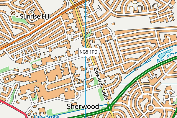 NG5 1PD map - OS VectorMap District (Ordnance Survey)