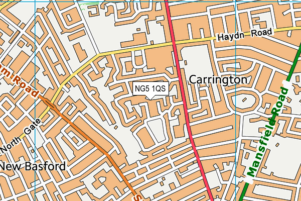 NG5 1QS map - OS VectorMap District (Ordnance Survey)