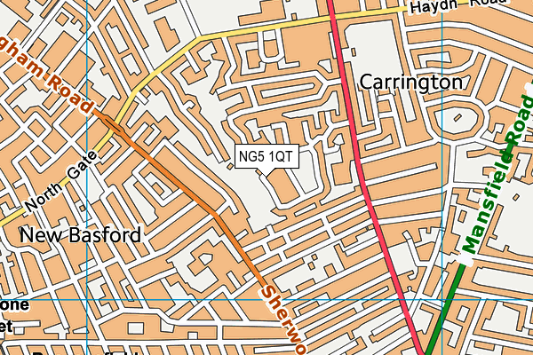 NG5 1QT map - OS VectorMap District (Ordnance Survey)