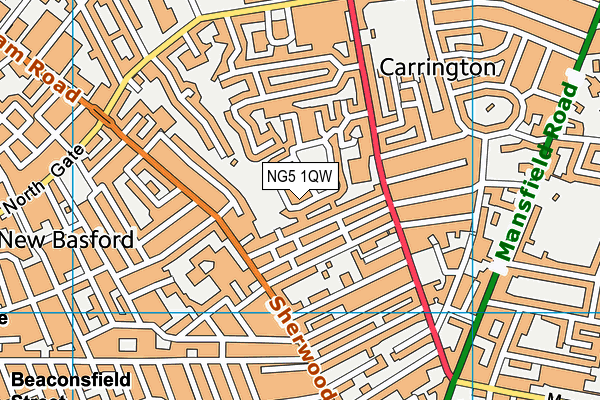 NG5 1QW map - OS VectorMap District (Ordnance Survey)