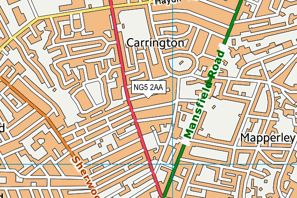 NG5 2AA map - OS VectorMap District (Ordnance Survey)