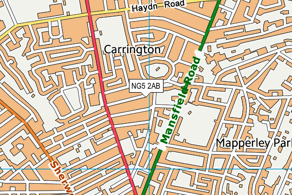 NG5 2AB map - OS VectorMap District (Ordnance Survey)