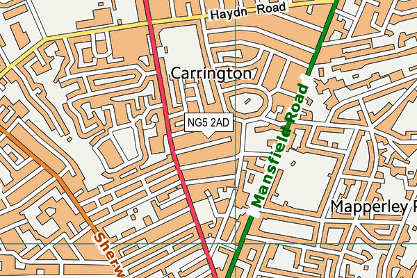 NG5 2AD map - OS VectorMap District (Ordnance Survey)