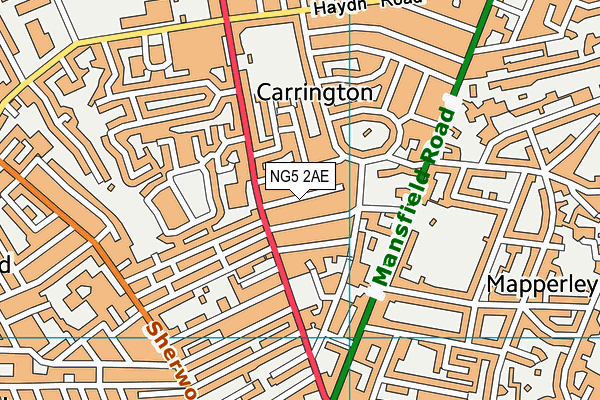 NG5 2AE map - OS VectorMap District (Ordnance Survey)