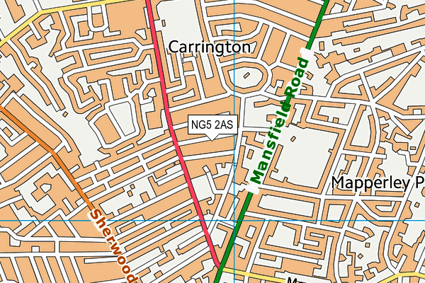 NG5 2AS map - OS VectorMap District (Ordnance Survey)