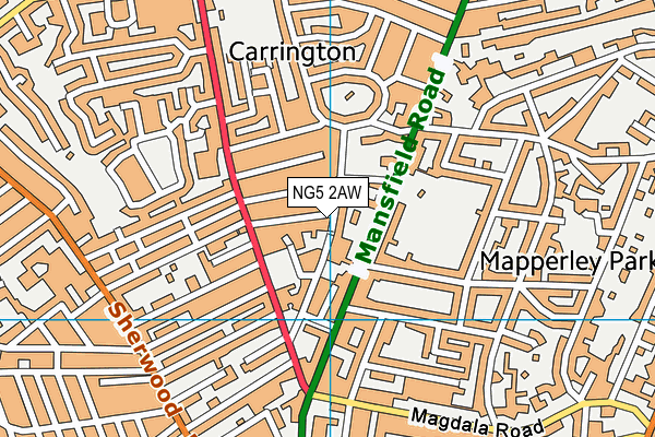 NG5 2AW map - OS VectorMap District (Ordnance Survey)