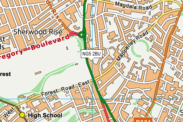 NG5 2BU map - OS VectorMap District (Ordnance Survey)