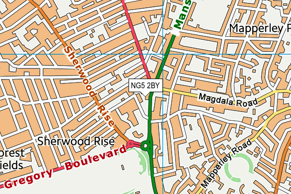 NG5 2BY map - OS VectorMap District (Ordnance Survey)