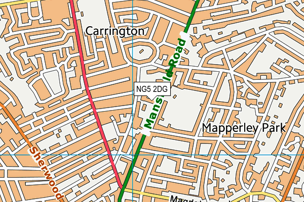 NG5 2DG map - OS VectorMap District (Ordnance Survey)