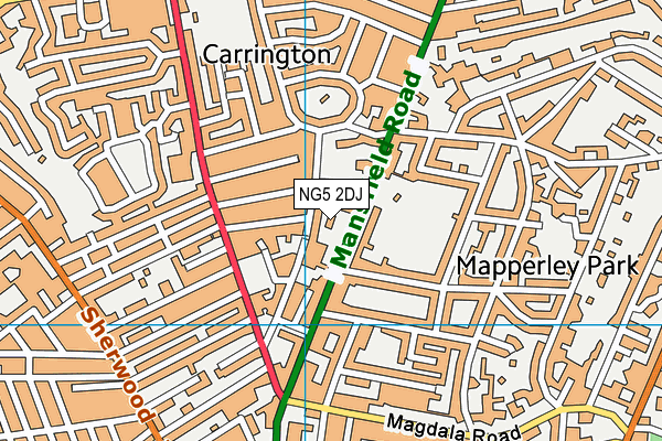 NG5 2DJ map - OS VectorMap District (Ordnance Survey)