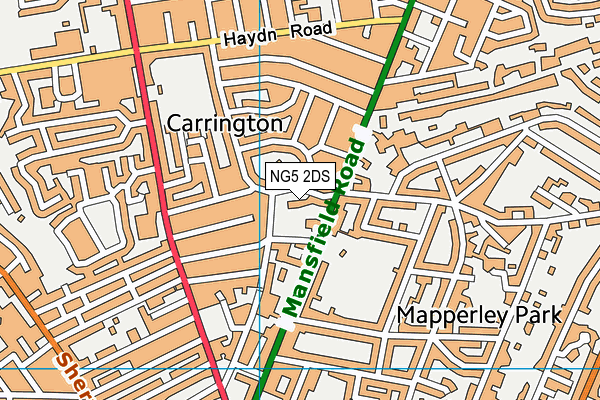 NG5 2DS map - OS VectorMap District (Ordnance Survey)