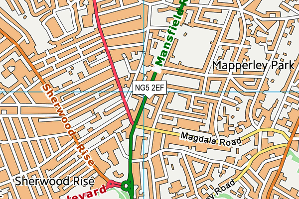 NG5 2EF map - OS VectorMap District (Ordnance Survey)