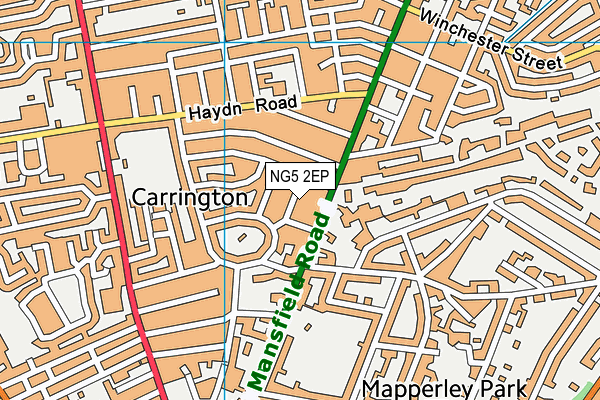 NG5 2EP map - OS VectorMap District (Ordnance Survey)