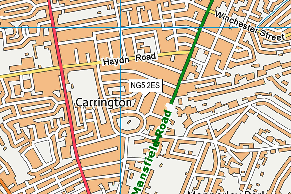 NG5 2ES map - OS VectorMap District (Ordnance Survey)