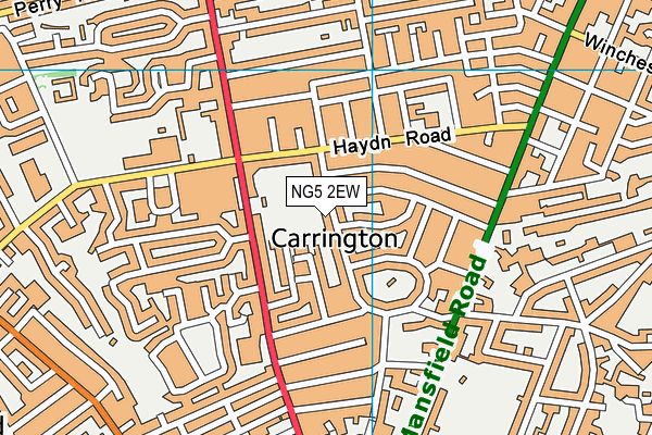 NG5 2EW map - OS VectorMap District (Ordnance Survey)