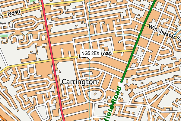 NG5 2EX map - OS VectorMap District (Ordnance Survey)