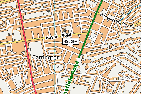 NG5 2FA map - OS VectorMap District (Ordnance Survey)