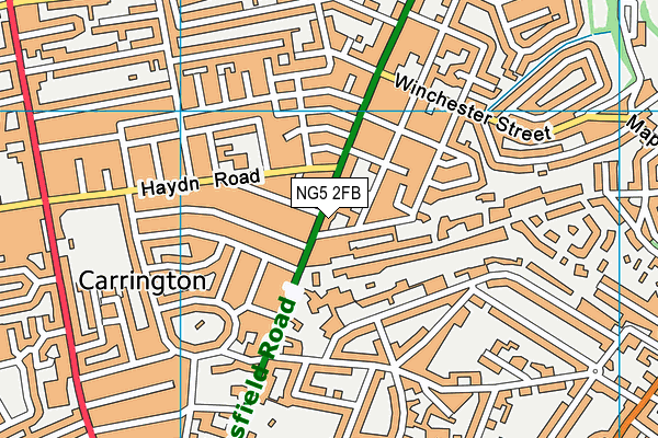 NG5 2FB map - OS VectorMap District (Ordnance Survey)