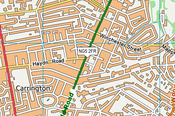 NG5 2FR map - OS VectorMap District (Ordnance Survey)