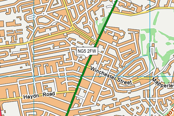 NG5 2FW map - OS VectorMap District (Ordnance Survey)
