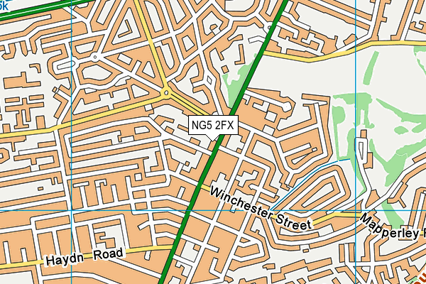 NG5 2FX map - OS VectorMap District (Ordnance Survey)