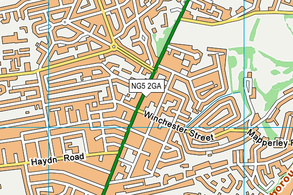 NG5 2GA map - OS VectorMap District (Ordnance Survey)