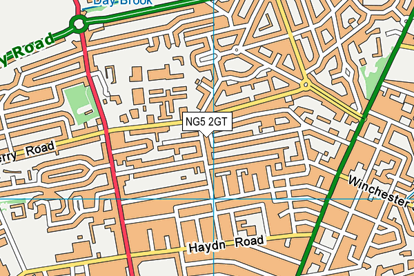 NG5 2GT map - OS VectorMap District (Ordnance Survey)