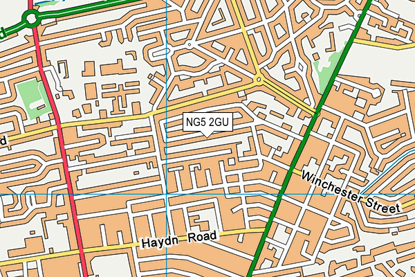 NG5 2GU map - OS VectorMap District (Ordnance Survey)