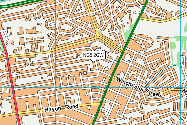 NG5 2GW map - OS VectorMap District (Ordnance Survey)
