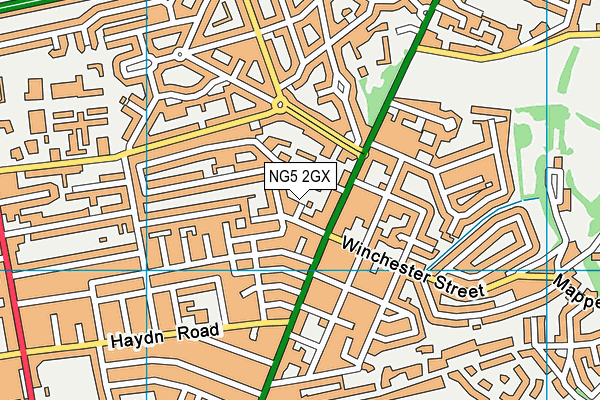 NG5 2GX map - OS VectorMap District (Ordnance Survey)