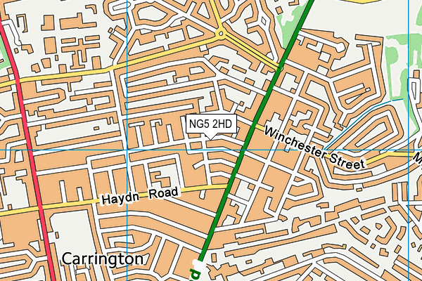 NG5 2HD map - OS VectorMap District (Ordnance Survey)