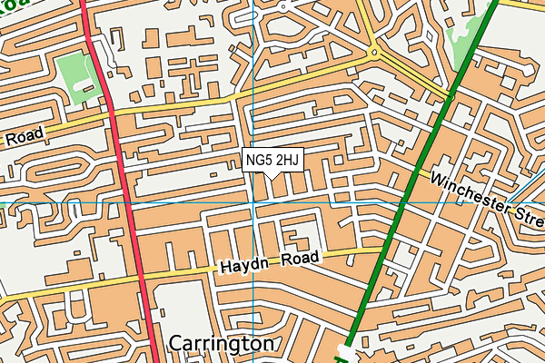 NG5 2HJ map - OS VectorMap District (Ordnance Survey)