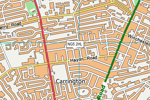 NG5 2HL map - OS VectorMap District (Ordnance Survey)