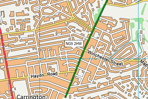 NG5 2HW map - OS VectorMap District (Ordnance Survey)