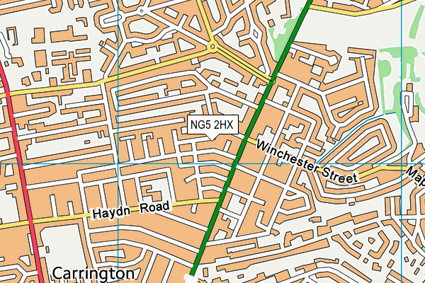 NG5 2HX map - OS VectorMap District (Ordnance Survey)