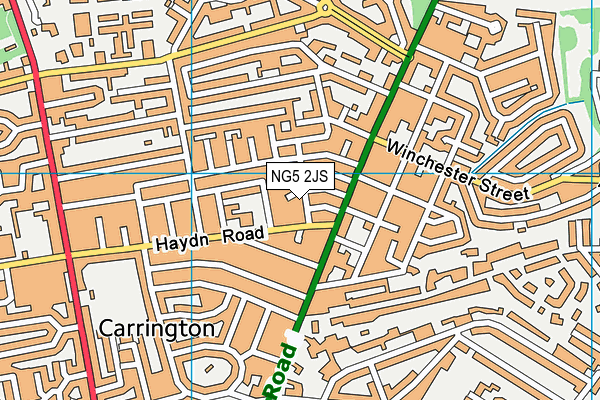 NG5 2JS map - OS VectorMap District (Ordnance Survey)