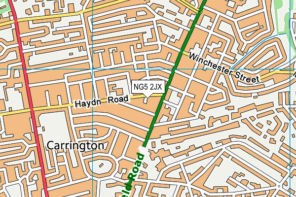 NG5 2JX map - OS VectorMap District (Ordnance Survey)