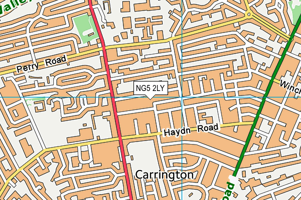 NG5 2LY map - OS VectorMap District (Ordnance Survey)