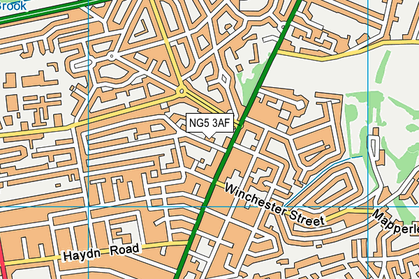 NG5 3AF map - OS VectorMap District (Ordnance Survey)