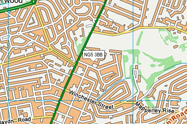 NG5 3BB map - OS VectorMap District (Ordnance Survey)