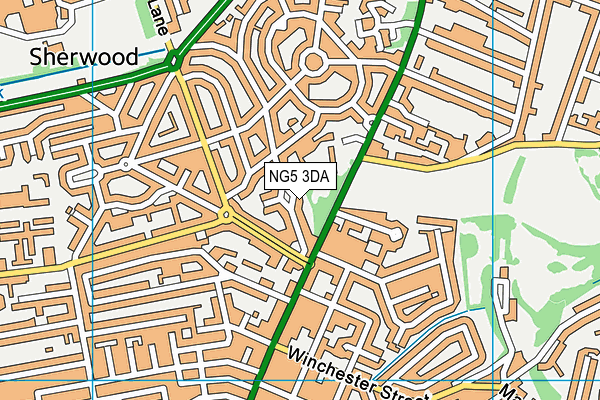 NG5 3DA map - OS VectorMap District (Ordnance Survey)