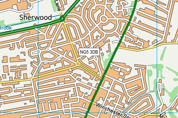 NG5 3DB map - OS VectorMap District (Ordnance Survey)