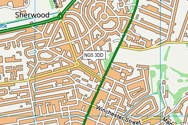 NG5 3DD map - OS VectorMap District (Ordnance Survey)