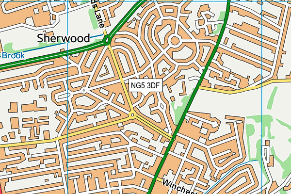 NG5 3DF map - OS VectorMap District (Ordnance Survey)
